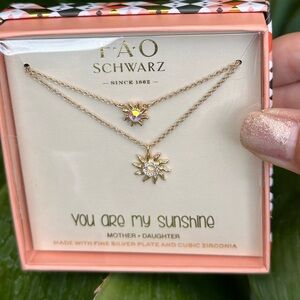 N43. FAO Schwarz Sun CZ Gold Necklace Gift Set